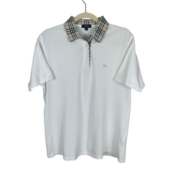 Burberry Tops - Burberry London Nova Check Collar Polo Shirt Golf Classic White Size Women's XL
